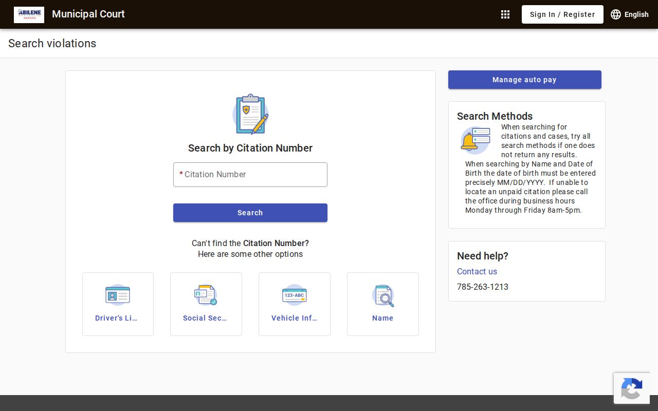Abilene court docket municipal citation search fields