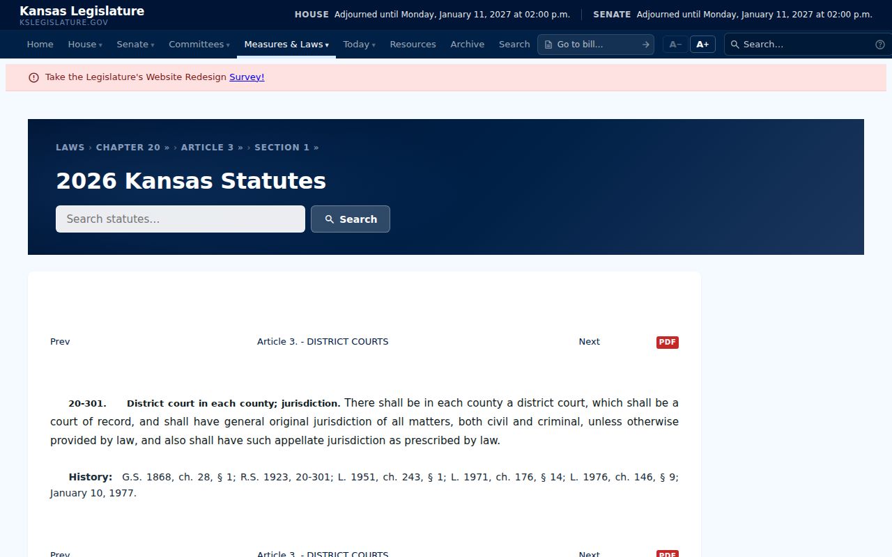 Dickinson County civil docket Kansas district court jurisdiction