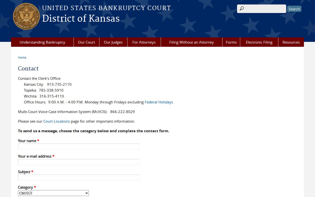 Dickinson County court records federal bankruptcy clerk reference