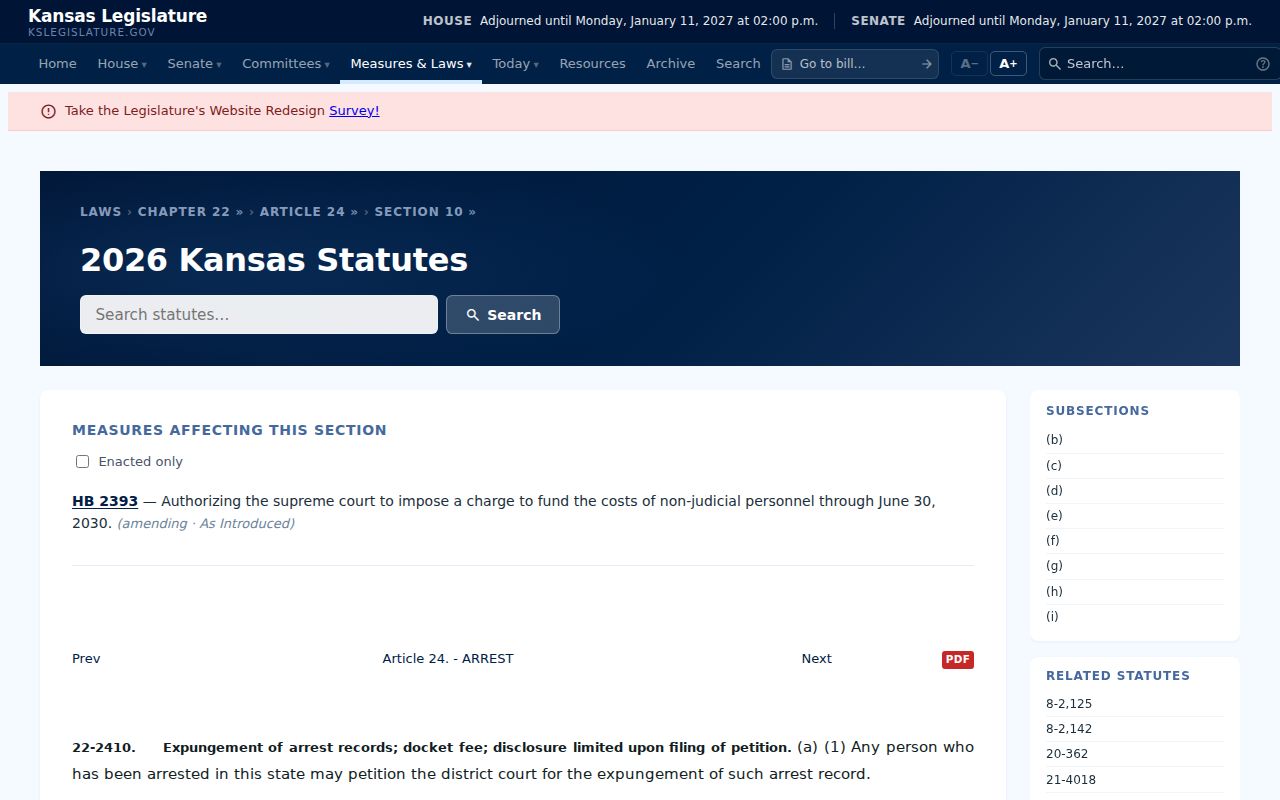 Dickinson County criminal docket Kansas expungement law