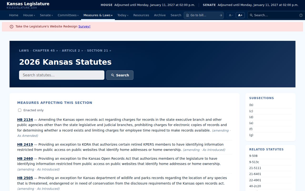 Enterprise court docket Kansas public records exemption source
