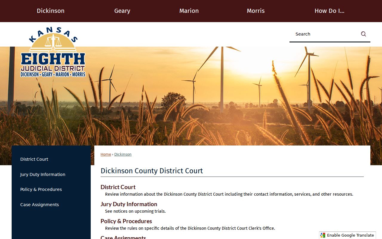 Dickinson County court docket Eighth Judicial District page