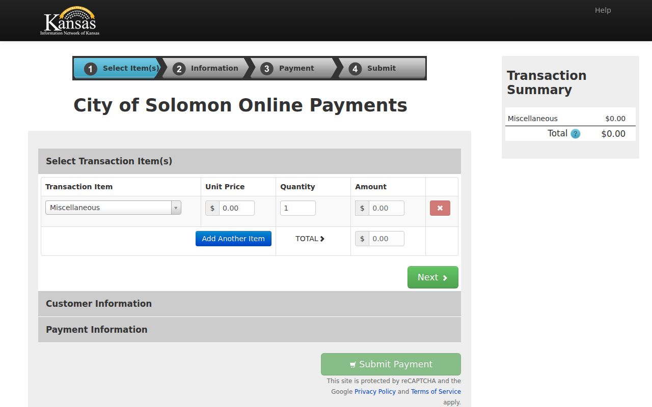 Solomon court docket payment submission page
