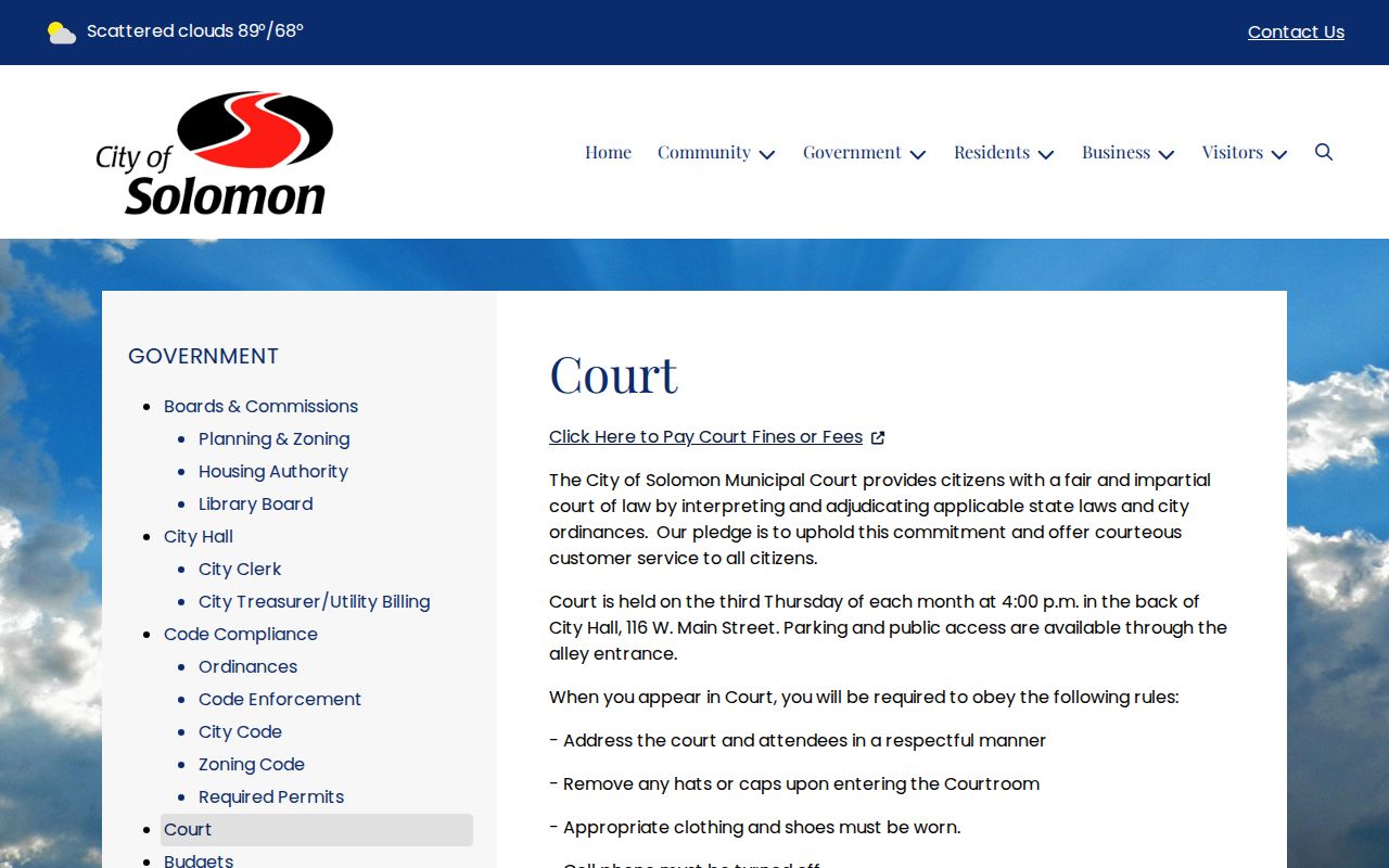 Solomon Municipal Court docket information