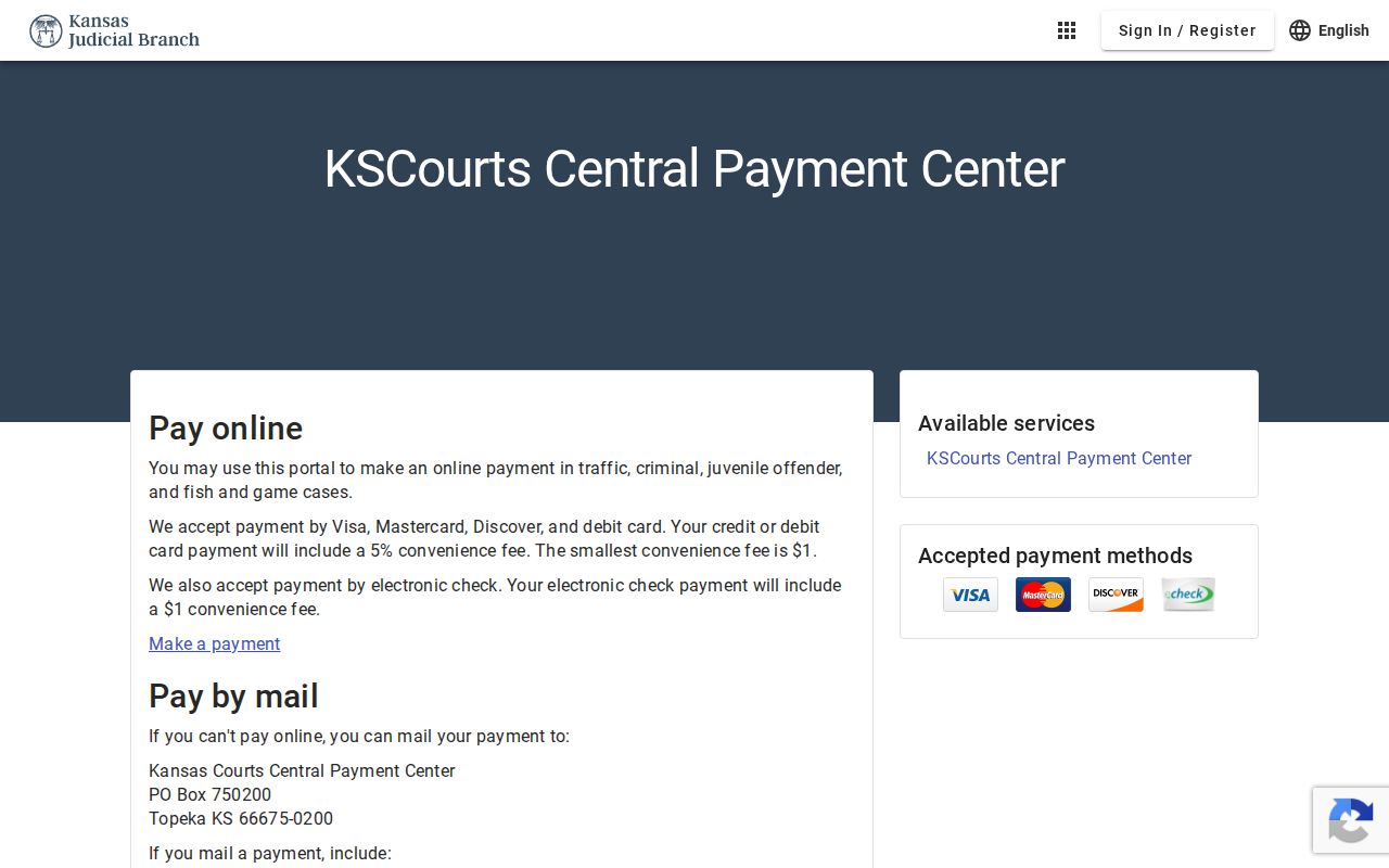 Dickinson County traffic court records Central Payment Center fees