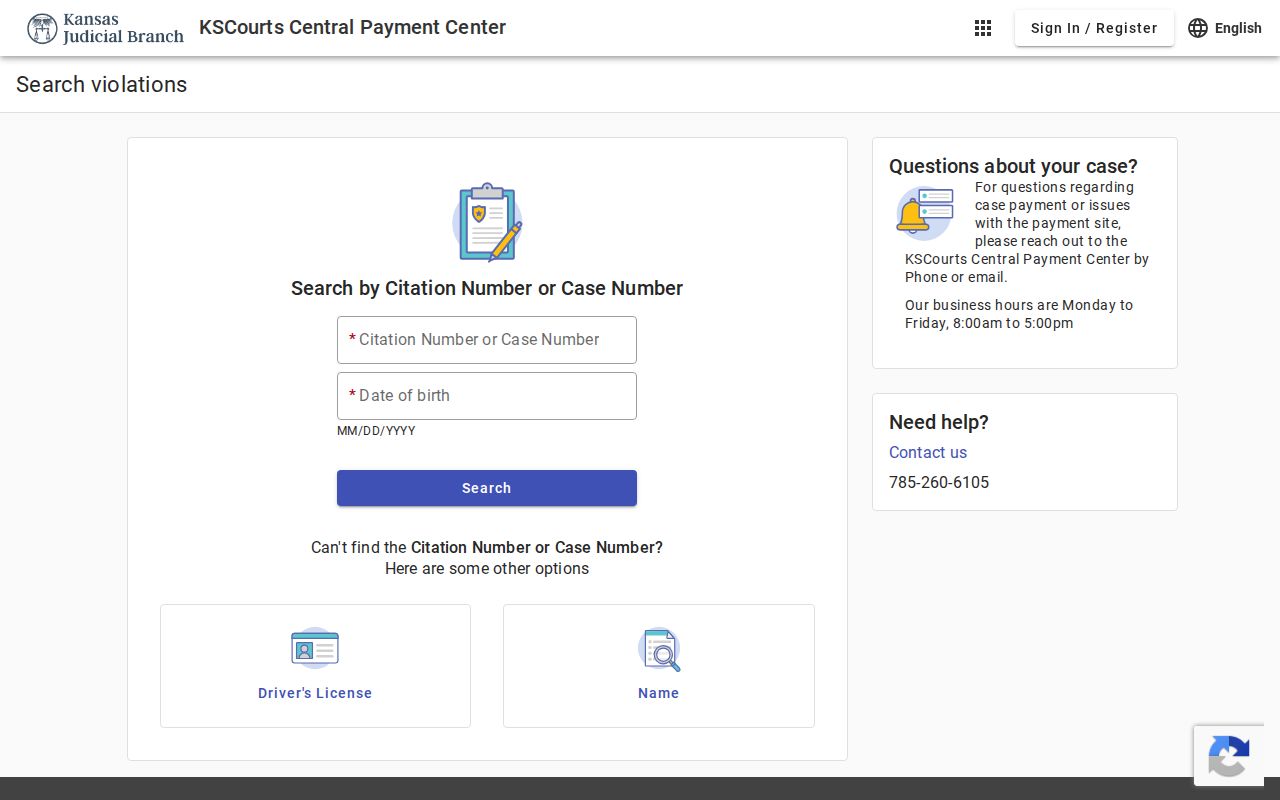 Dickinson County traffic court records Central Payment Center search